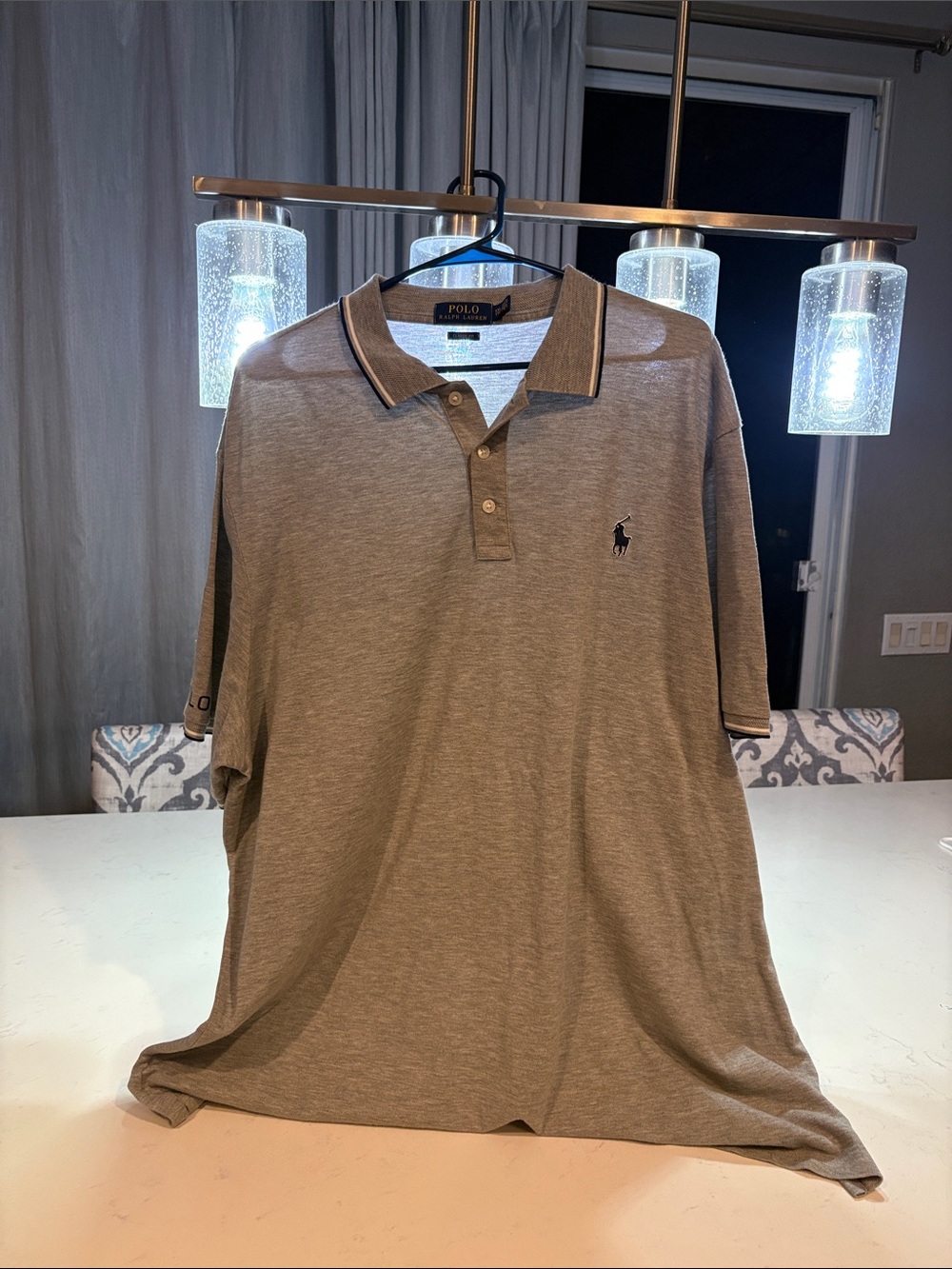 Polo by Ralph Lauren Men's Taupe Polo with Contrast Trim